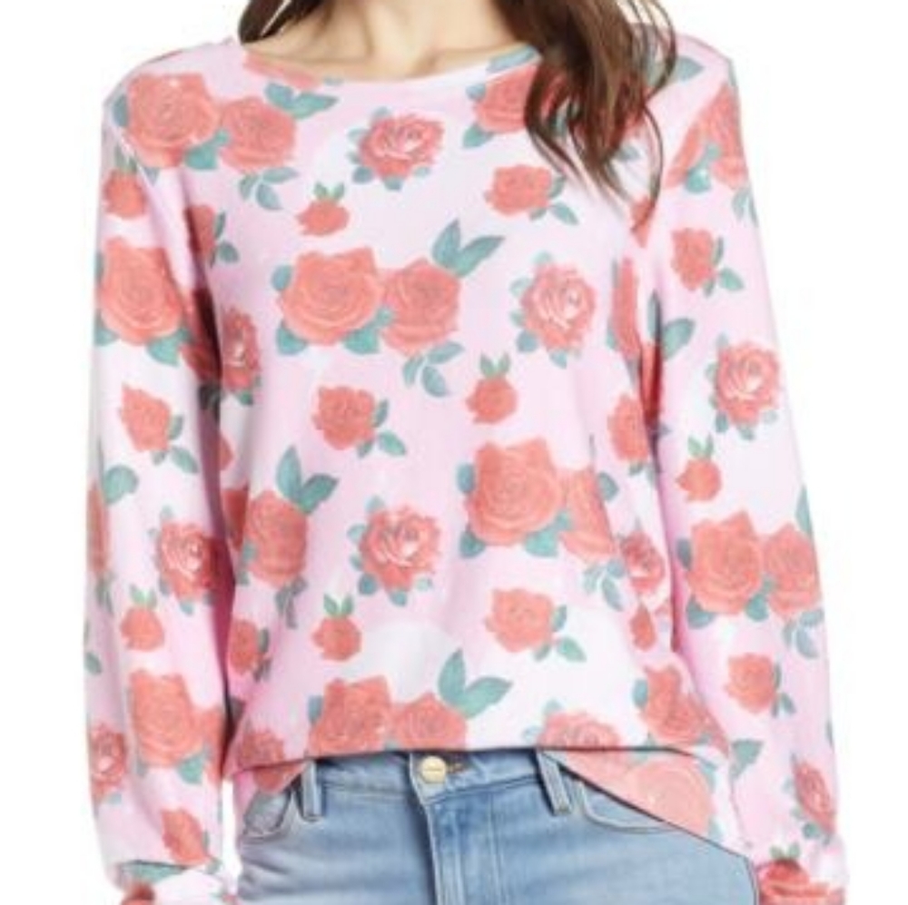 WILDFOX BAGGY JUMPER PULLOVER ROSES OVERSIZED